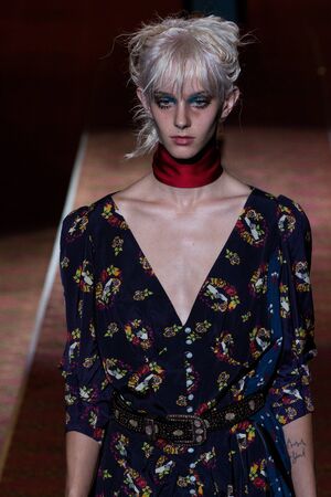 NEW YORK, NY - SEPTEMBER 17: A model walks the runway during the Marc Jacobs Runway Spring 2016 New York Fashion Week: The Shows at Ziegfeld Theater on September 17, 2015 in New York City.のeditorial素材