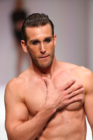 NEW YORK, NY - SEPTEMBER 12: A model walks the runway at the Marco Marco fashion show during Spring 2016 New York Fashion Week at Gotham Hall on September 12, 2015 in New York City.のeditorial素材