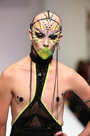 NEW YORK, NY - SEPTEMBER 12: A model walks the runway at the Marco Marco fashion show during Spring 2016 New York Fashion Week at Gotham Hall on September 12, 2015 in New York City.のeditorial素材