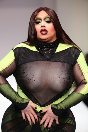 NEW YORK, NY - SEPTEMBER 12: A model walks the runway at the Marco Marco fashion show during Spring 2016 New York Fashion Week at Gotham Hall on September 12, 2015 in New York City.のeditorial素材