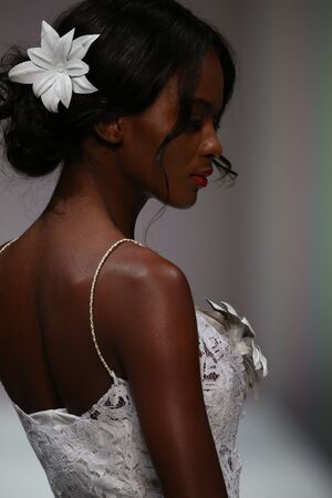 NEW YORK, NY - SEPTEMBER 11: A model walks the runway at the Crisbery's fashion show during Spring 2016 New York Fashion Week at Gotham Hall on September 11, 2015 in New York City.のeditorial素材