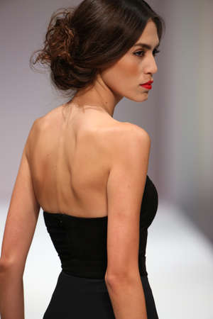 NEW YORK, NY - SEPTEMBER 11: A model walks the runway at the Crisbery's fashion show during Spring 2016 New York Fashion Week at Gotham Hall on September 11, 2015 in New York City.のeditorial素材