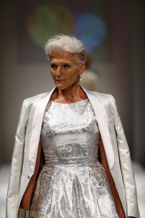NEW YORK, NY - SEPTEMBER 10: A model walks the runway at the Malan Breton fashion show during Spring 2016 New York Fashion Week at Gotham Hall on September 10, 2015 in New York City.のeditorial素材