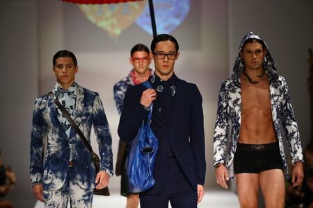 NEW YORK, NY - SEPTEMBER 10: Models walk the runway at the Malan Breton fashion show during Spring 2016 New York Fashion Week at Gotham Hall on September 10, 2015 in New York City.のeditorial素材