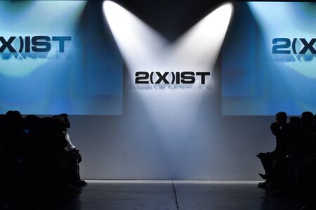 NEW YORK, NY - OCTOBER 14: Model walks the runway during 2(X)IST Men's Spring/Summer 2016 Runway Show at Skyline Modern on October 14, 2015 in NYCのeditorial素材