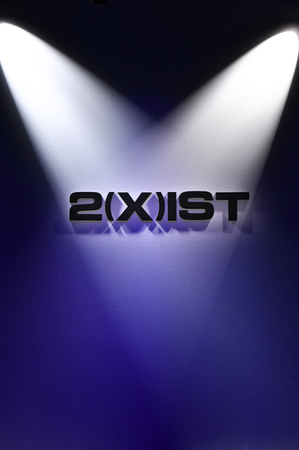 NEW YORK, NY - OCTOBER 14: Screening advertising before the runway show during 2(X)IST Men's Spring/Summer 2016 Collection at Skyline Modern on October 14, 2015 in NYCのeditorial素材