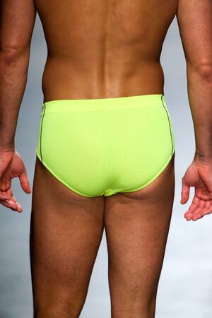 NEW YORK, NY - OCTOBER 14: A model walks the runway during 2(X)IST Men's Spring/Summer 2016 Runway Show at Skyline Modern on October 14, 2015 in NYC.のeditorial素材