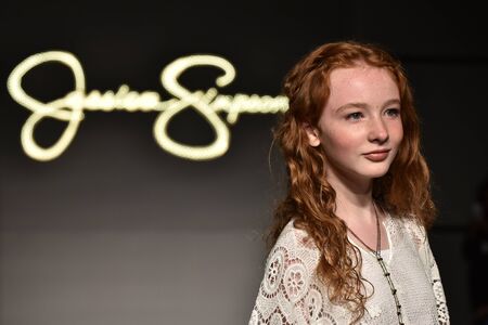 NEW YORK, NY - OCTOBER 17: A model walks runway at Jessica Simpson Collection Fall/Winter 2016 Runway Show during petiteParade at The Spring Studio on October 17, 2015 in NYC.のeditorial素材