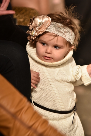 NEW YORK, NY - OCTOBER 17: Audience guest crowd at  Jessica Simpson Fall/Winter 2016 Runway Show during petiteParade at The Spring Studio on October 17, 2015 in NYC.のeditorial素材