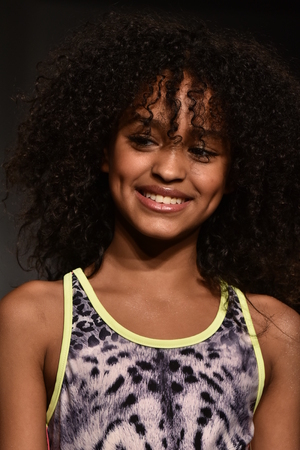 NEW YORK, NY - OCTOBER 17: A model walks runway at Jessica Simpson Collection Fall/Winter 2016 Runway Show during petiteParade at The Spring Studio on October 17, 2015 in NYC.のeditorial素材