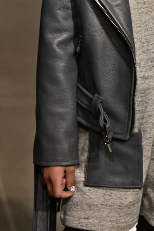 NEW YORK, NY - OCTOBER 17: A model walks runway at Laer Fall/Winter 2016 Runway Show during petiteParade at The Spring Studio on October 17, 2015 in NYC.のeditorial素材