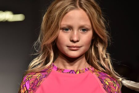 NEW YORK, NY - OCTOBER 17: A model walks runway at Jessica Simpson Collection Fall/Winter 2016 Runway Show during petiteParade at The Spring Studio on October 17, 2015 in NYC.のeditorial素材