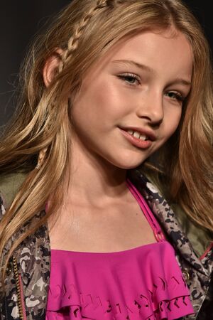 NEW YORK, NY - OCTOBER 17: A model walks runway at Jessica Simpson Collection Fall/Winter 2016 Runway Show during petiteParade at The Spring Studio on October 17, 2015 in NYC.のeditorial素材