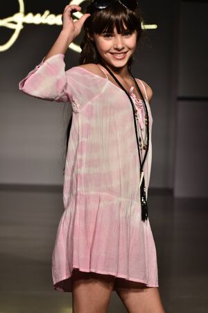 NEW YORK, NY - OCTOBER 17: A model walks runway at Jessica Simpson Collection Fall/Winter 2016 Runway Show during petiteParade at The Spring Studio on October 17, 2015 in NYC.のeditorial素材