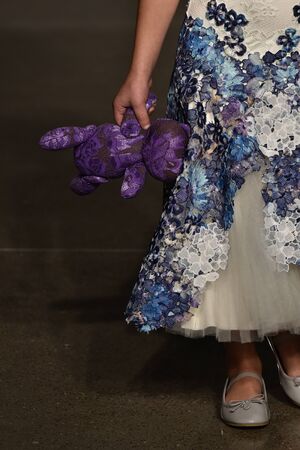 NEW YORK, NY - OCTOBER 17: A model walks runway at Olvi's Fall/Winter 2016 Runway Show during petiteParade at The Spring Studio on October 17, 2015 in NYC.のeditorial素材