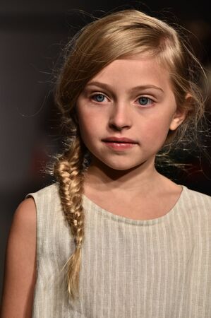 NEW YORK, NY - OCTOBER 17: A model walks runway at The New School Parsons Fall/Winter 2016 Runway Show during petiteParade at The Spring Studio on October 17, 2015 in NYC.のeditorial素材