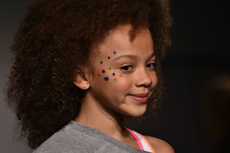 NEW YORK, NY - OCTOBER 17: A model walks runway at Little Miss Matched Fall/Winter 2016 Runway Show during petiteParade at The Spring Studio on October 17, 2015 in NYC.のeditorial素材