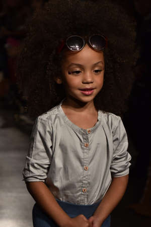 NEW YORK, NY - OCTOBER 17: A model walks runway at Martin Morgan Fall/Winter 2016 Runway Show during petiteParade at The Spring Studio on October 17, 2015 in NYC.のeditorial素材