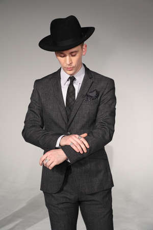 NEW YORK, NY - FEBRUARY 01: A model poses at the Robert James Presentation during New York Fashion Week Men's Fall/Winter 2016 at Industria Superstudio on February 1, 2016 in New York City.のeditorial素材