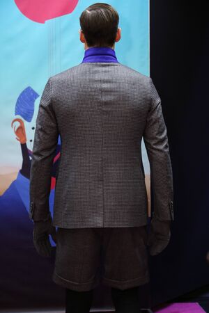 NEW YORK, NY - FEBRUARY 01: A model walks the runway at the Stephen F fashion show during New York Fashion Week Men's Fall/Winter 2016 on February 1, 2016 in New York City.のeditorial素材