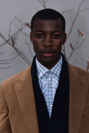 NEW YORK, NY - FEBRUARY 02: A model poses during the Brett Johnson Presentation during New York Fashion Week Men's Fall/Winter 2016 at Skylight at Clarkson Sq on February 2, 2016 in New York City.のeditorial素材
