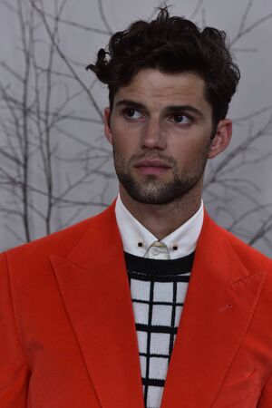 NEW YORK, NY - FEBRUARY 02: A model poses during the Brett Johnson Presentation during New York Fashion Week Men's Fall/Winter 2016 at Skylight at Clarkson Sq on February 2, 2016 in New York City.のeditorial素材