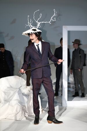 NEW YORK, NY - FEBRUARY 01: Models pose during the Krammer & Stoudt - Presentation - New York Fashion Week Men's Fall/Winter 2016 at Industria Superstudio on February 1, 2016 in New York City.のeditorial素材