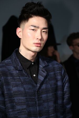 NEW YORK, NY - FEBRUARY 01: Models pose during the Krammer & Stoudt - Presentation - New York Fashion Week Men's Fall/Winter 2016 at Industria Superstudio on February 1, 2016 in New York City.のeditorial素材