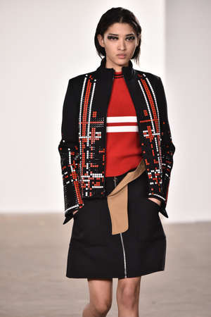 NEW YORK, NY - FEBRUARY 03: A model walks the runway at Tim Coppens fashion show during the New York Fashion Week Men's Fall/Winter 2016 at Skylight at Clarkson Sq on February 3, 2016 in NYCのeditorial素材