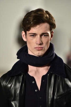 NEW YORK, NY - FEBRUARY 02: A model walks the runway at Ovadia & Sons Fashion show at New York Fashion Week Men's Fall/Winter 2016  on February 2, 2016 in NYC.のeditorial素材