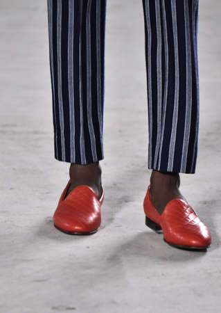 NEW YORK, NY - FEBRUARY 03: A model walks the runway during the Palmiers du Mal runway show during New York Fashion Week Men's Fall/Winter 2016 on February 3, 2016 in NYC.のeditorial素材