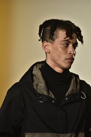 NEW YORK, NY - FEBRUARY 04: A model walks the runway at the Rochambeau Collection during NYFW Men's Fall/Winter 2016 on February 4, 2016 in NYC.のeditorial素材