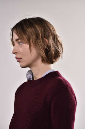 NEW YORK, NY - FEBRUARY 04: A model walks the runway at the Orley show during New York Fashion Week Men's Fall/Winter 2016 on February 4, 2016 in NYC.のeditorial素材