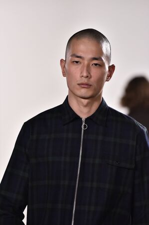 NEW YORK, NY - FEBRUARY 04: A Model walks during Timo Weiland Show - at New York Fashion Week Men's...