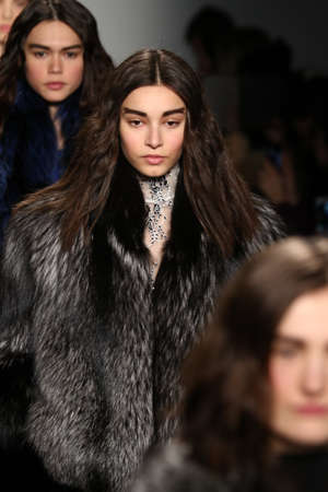 NEW YORK, NY - FEBRUARY 13: Models walk the runway at the LIE SANGBONG Fall-Winter 2016 Collection...