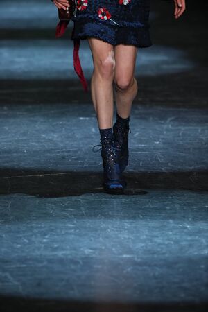 NEW YORK, NY - FEBRUARY 13: A model walks the runway wearing Monique Lhuillier Fall 2016 on February 13, 2016 in NYC.のeditorial素材