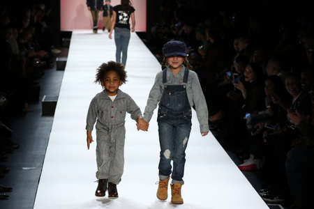 NEW YORK, NY - FEBRUARY 11: Kids perform on the runway during Rookie USA Presents Kids Rock! Fall 2016 at New York Fashion Week on February 11, 2016 in NYC.のeditorial素材