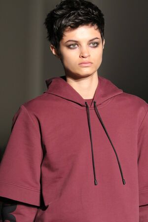 NEW YORK, NY - FEBRUARY 14: A model walks the runway wearing Public School Fall 2016 during New York Fashion Week on February 14, 2016 in NYC.のeditorial素材