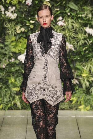 MILAN, ITALY - SEPTEMBER 27: A model walks the runway during the Laura Biagiotti fashion show as part of Milan Fashion Week Spring/Summer 2016 on September 27, 2015 in Milan, Italy.のeditorial素材