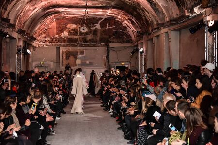 PARIS, FRANCE - MARCH 01: A general atmosphere and crowd at the runway during the Y/Project show as...