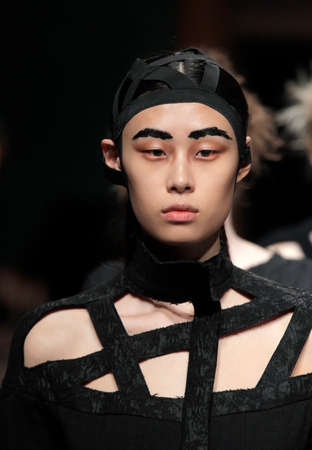 PARIS, FRANCE - MARCH 04: Models walk the runway finale during the Aganovich show as part of the Paris Fashion Week Womenswear Fall/Winter 2015/2016 on March 4, 2015 in Paris, France.のeditorial素材