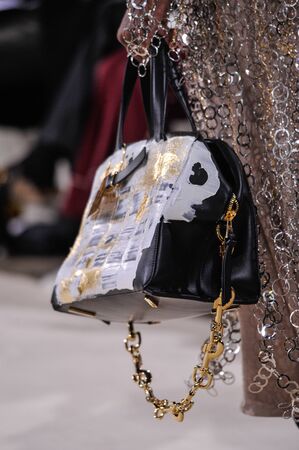 PARIS, FRANCE - MARCH 4: A Model walks runway (detail) at the Loewe show during Paris Fashion Week Autumn/Winter 2016/17 on March 4, 2016 in Paris, France.のeditorial素材