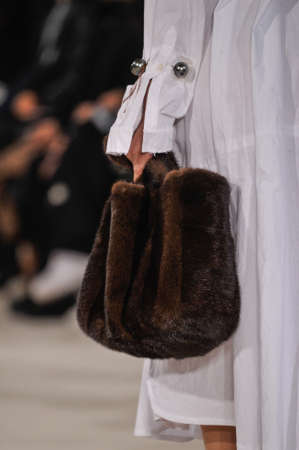 PARIS, FRANCE - MARCH 4: A Model walks runway at the Loewe show during Paris Fashion Week Autumn/Winter 2016/17 on March 4, 2016 in Paris, France.のeditorial素材