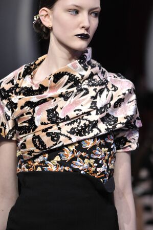 PARIS, FRANCE - MARCH 04: A model walks the runway during the Christian Dior show as part of the Paris Fashion Week Womenswear F/W2016/17 on March 4, 2016 in Paris, France.のeditorial素材