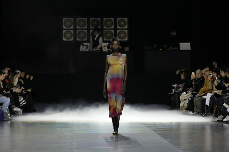 PARIS, FRANCE - MARCH 04: A model walks the runway during the Issey Miyake show as part of the Paris Fashion Week Womenswear Fall/Winter 2016/2017 on March 4, 2016 in Paris, France.のeditorial素材