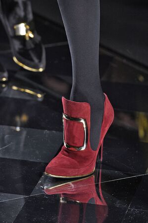 PARIS, FRANCE - MARCH 03: A model walks the runway (detail) during the Balmain show as part of the Paris Fashion Week Womenswear Fall/Winter 2016/2017 on March 3, 2016 in Paris, France.のeditorial素材