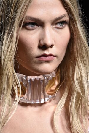 PARIS, FRANCE - MARCH 03: Karlie Kloss walks the runway during the Balmain show as part of the Paris Fashion Week Womenswear Fall/Winter 2016/2017 on March 3, 2016 in Paris, France.のeditorial素材