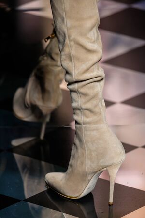 PARIS, FRANCE - MARCH 03: A model walks the runway during the Balmain show as part of the Paris Fashion Week Womenswear Fall/Winter 2016/2017 on March 3, 2016 in Paris, France.のeditorial素材