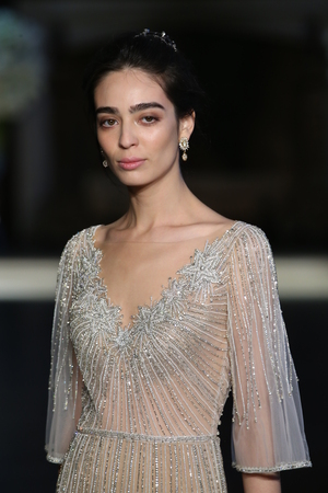 NEW YORK, NY - OCTOBER 10: A model walks the runway during the Alon Livne White Fall/Winter 2016 Couture Bridal Collection runway show on October 10, 2015 in NYC.のeditorial素材