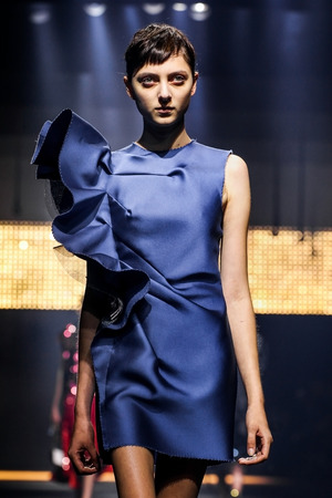 PARIS, FRANCE - OCTOBER 01: A model walks the runway during the Lanvin show as part of the Paris Fashion Week Womenswear Spring/Summer 2016 on October 01, 2015 in Paris, France.のeditorial素材